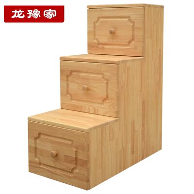 实木梯柜阶梯凳实橡木直梯家用储物三四五步梯子母床楼梯柜可定制 虎窝淘