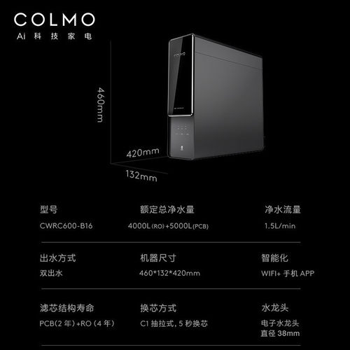 COLMO净水器家用直饮净水机D6自来水过滤器反渗透智能CWRC600-B16 - 图3