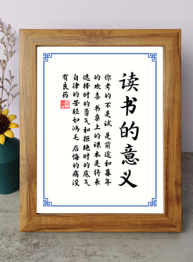读书的意义你考的不是试是前途和暮年的欢喜书法励志摆件相框摆台