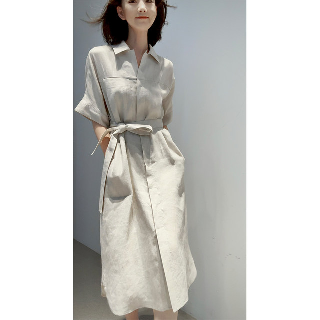 Linen ເຄື່ອງປັບອາກາດທໍາມະຊາດສົດຊື່ນ Dress ແສງສະຫວ່າງ breathable