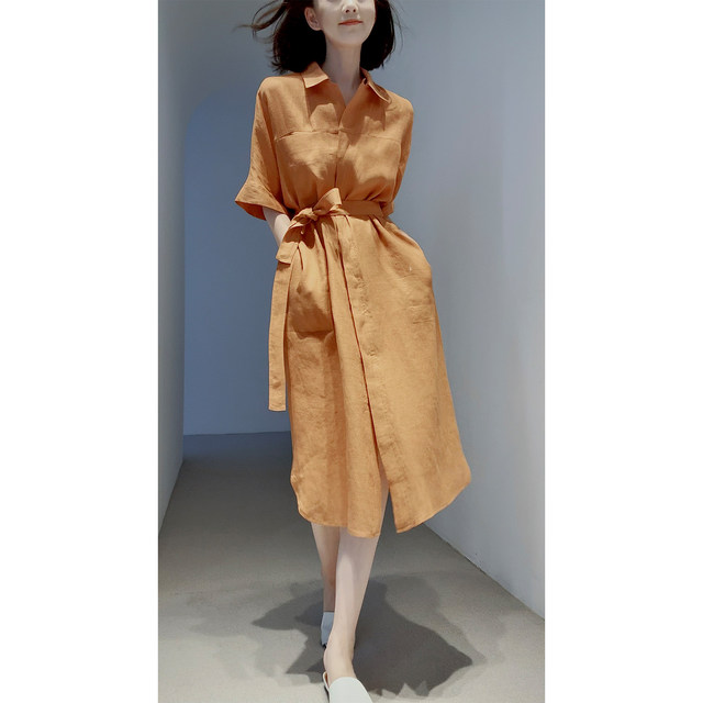 Linen ເຄື່ອງປັບອາກາດທໍາມະຊາດສົດຊື່ນ Dress ແສງສະຫວ່າງ breathable