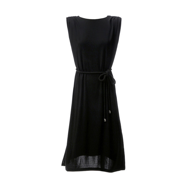Rongmei QZ0820532 Japanese ice silk_hang_slim heavy industry waist rope temperament shoulder pad sleeveless dress