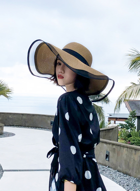 草帽防晒海边沙滩女夏大檐帽子