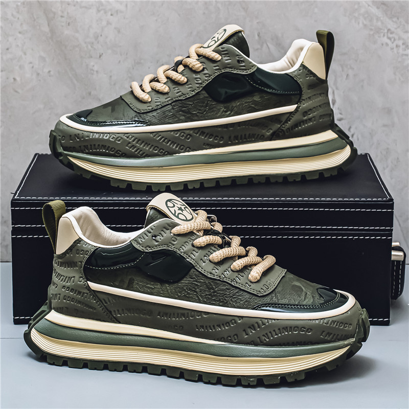 男鞋2025新款秋季潮牌百搭厚底休闲跑步鞋青少年增高运动老爹潮鞋 - 图2