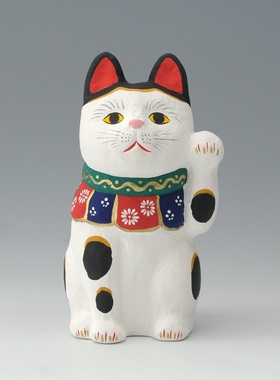 招财猫日本进口呆萌猫狗陶土摆件