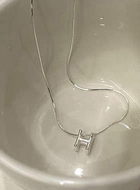 小众高级H字母925银项链女气质百搭毛衣链锁骨链网红爆款配饰颈链