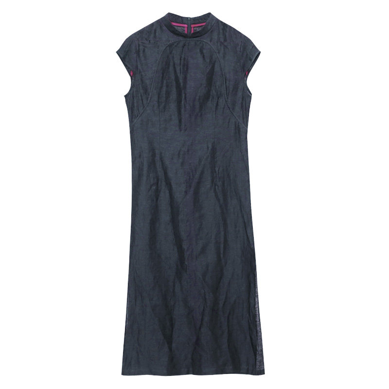 高级感国风气质绝美黑色短袖连衣裙 蒂曼芳连衣裙