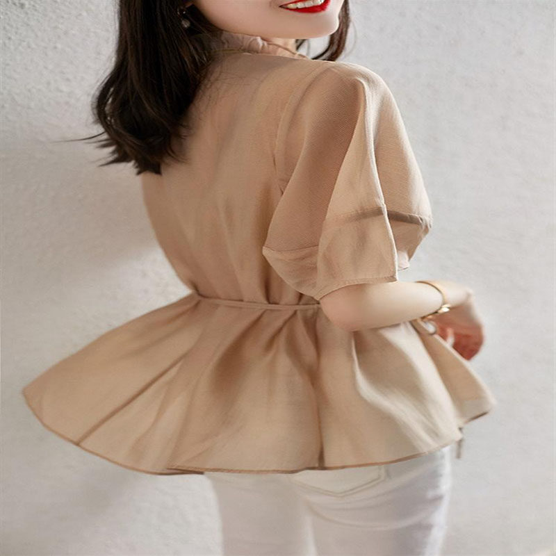 法式设计感小众薄款短袖高级感衬衫 蒂曼芳衬衫