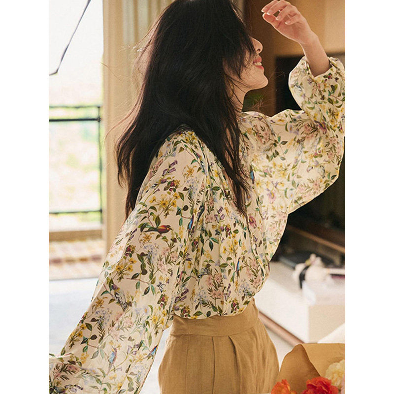 复古气质碎花女2022早春新款衬衫 蒂曼芳衬衫