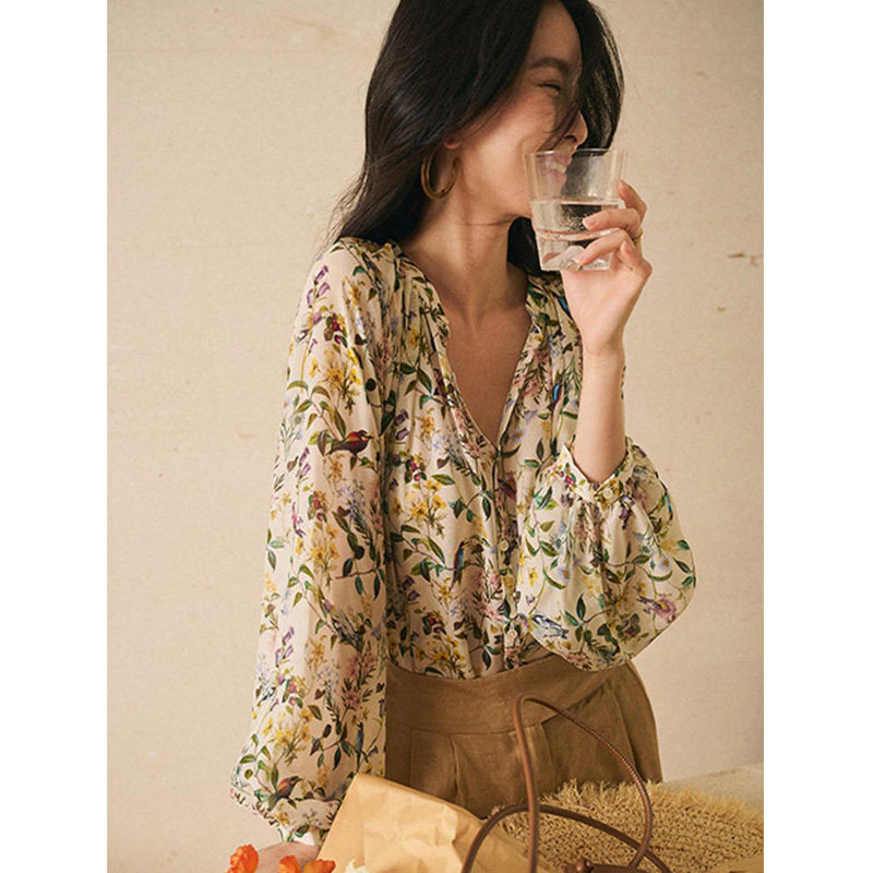 复古气质碎花女2022早春新款衬衫 蒂曼芳衬衫