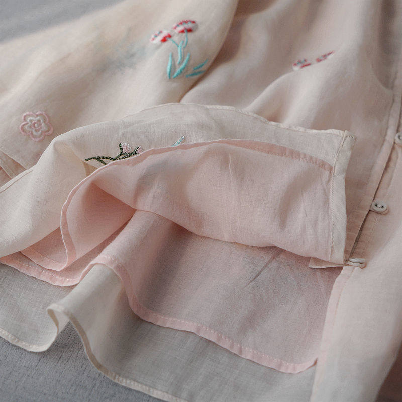 中国风重工刺绣复古雪纺夏季感衬衫 蒂曼芳衬衫