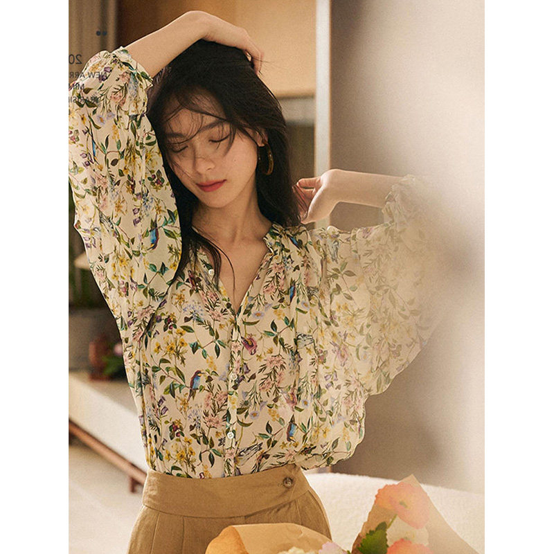 复古气质碎花女2022早春新款衬衫 蒂曼芳衬衫