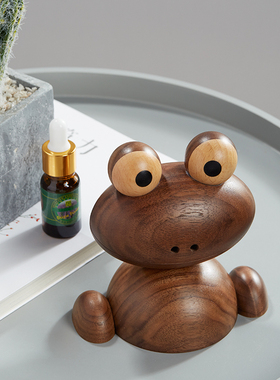实木可爱香薰摆件家用卧室持久香氛情人节礼物木质精油扩香器青蛙