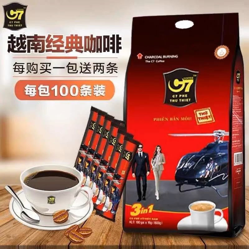 源自越南C7咖啡1600G超值100小包装特浓原味炭烧提装三合一非G7 - 图0