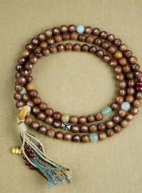 道家枣木镶银二十八星宿道家手串