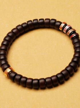 道家玉化枣木四喜贵人手串男款