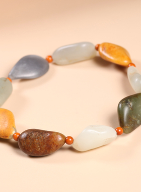 和田玉籽料独籽原籽随形手链