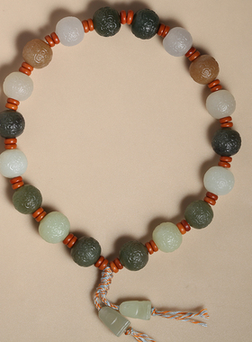 天然和田玉多宝回纹珠十八颗手持