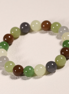 天然和田玉多宝10mm圆珠手串