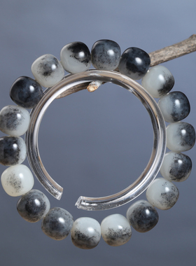 新疆和田玉青花玉老型珠手串