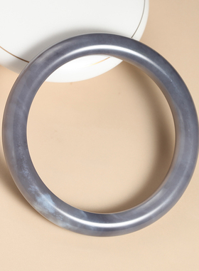 和田玉青海料冰底烟紫料手镯