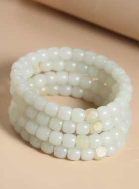 新疆和田玉籽料真毛孔白玉手链