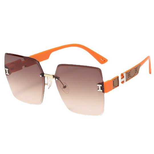 2024 nuevas gafas de sol sin montura de estilo europeo y americano para mujer gafas de sol de montura grande de alta gama de verano con cara grande y gafas pequeñas con sombrilla