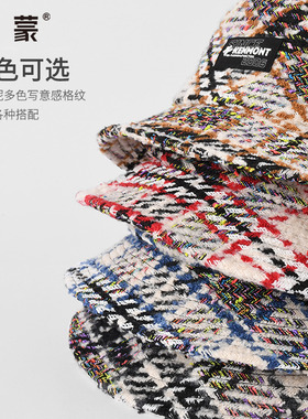 卡蒙高档粗花呢时尚格纹渔夫帽