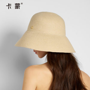 卡蒙草帽女夏大檐防紫外线防晒帽透气赫本风海边度假可折叠太阳帽