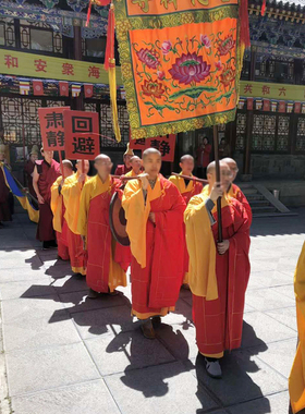 水陆法会举幡杆提炉实木雕刻回避