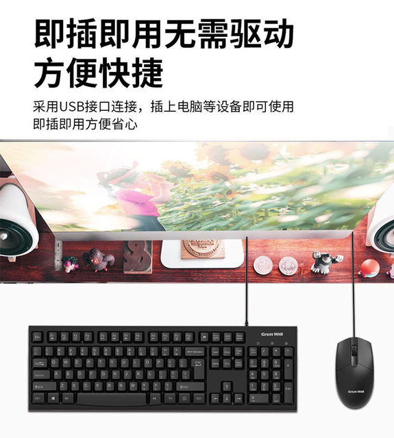 Great Wall Keyboard and Mouse Set Office Wired 104 Keys Brand New