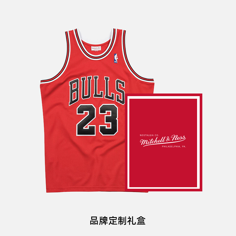 Mitchell&Ness乔丹97-98公牛23号总决赛AU复古球衣篮球服背心NBA-图0