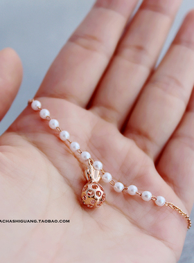 开运小钱袋钻石珍珠饰品手链