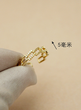 轻奢法式浅金色微镶锆石麻花戒指