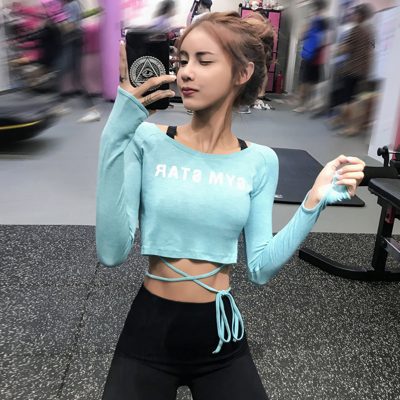 岚纹运动性感露脐上衣秋冬瑜伽服 岚纹健身衣