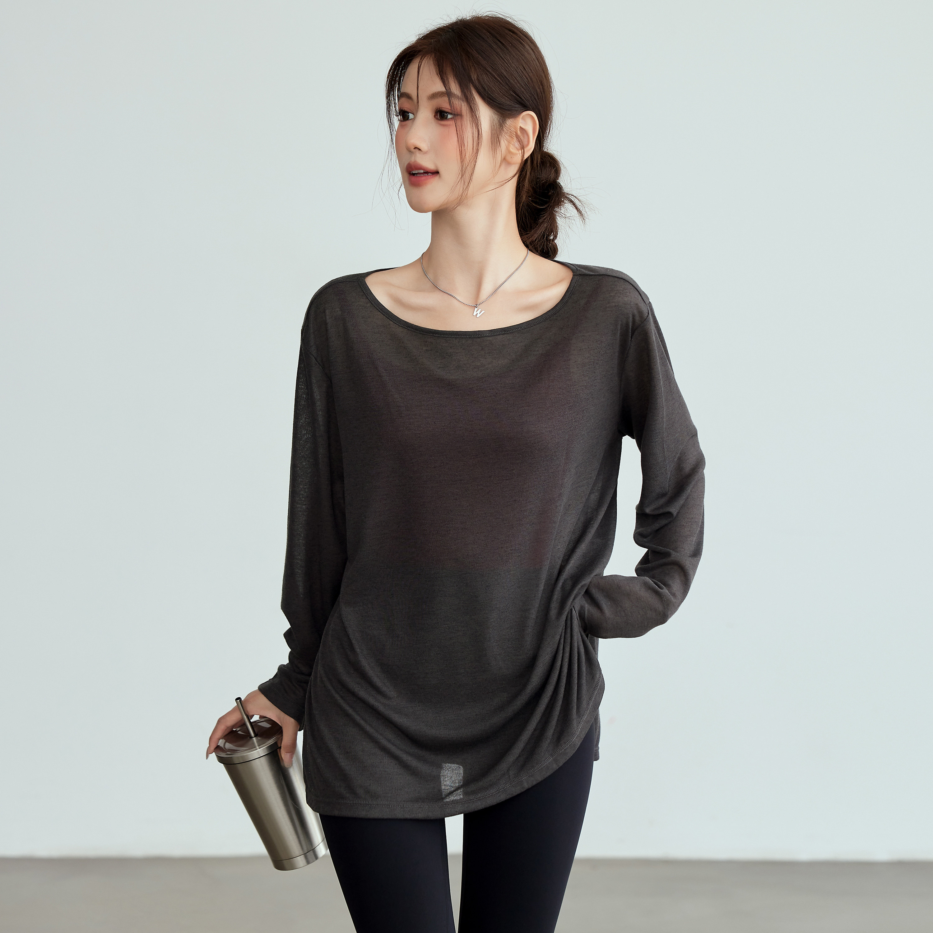 岚纹运动上衣女秋冬新款宽松显瘦瑜伽服健身服跑步训练服长袖T恤,淘宝优惠券,粉丝福利购,淘宝优惠卷