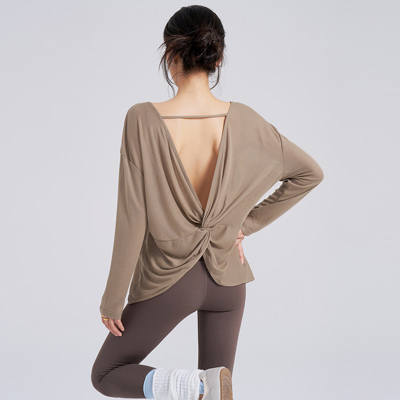 岚纹瑜伽服罩衫女宽松跑步速干运动长袖普拉提训练美背健身上衣新,淘宝优惠券,粉丝福利购,淘宝优惠卷