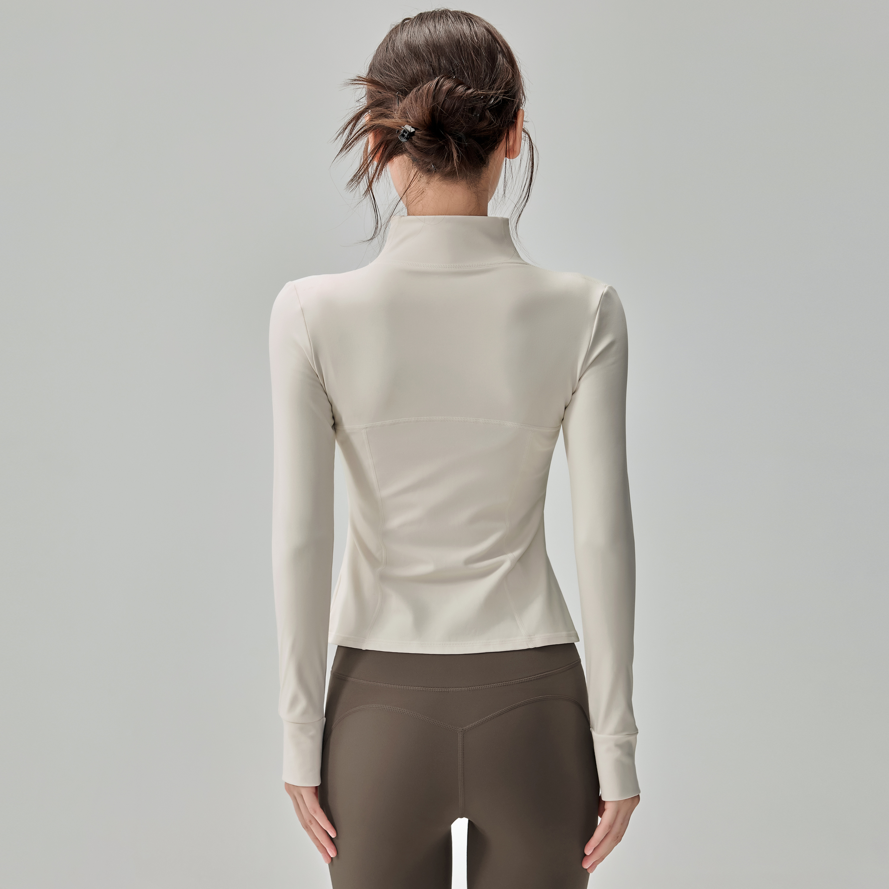 岚纹瑜伽服外套女修身跑步运动上衣夹克普拉提加绒健身服长袖秋冬 - 图1