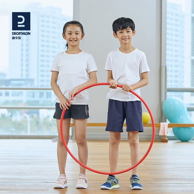 迪卡侬短袖t恤男女童运动纯色打底健身服小童纯棉宽松上衣KIDC,淘宝优惠券,粉丝福利购,淘宝优惠卷