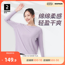 Dickom Sports Yoga Conserved Ladies Fall Long Sleeve Running T-Shirt Speed Dry Loose Fitness Suit Warm Blouse TAT4