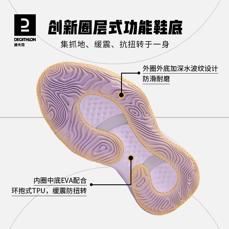 迪卡侬儿童篮球鞋NBA官方授权湖人篮球鞋体育学校训练运动鞋IVO3-图1