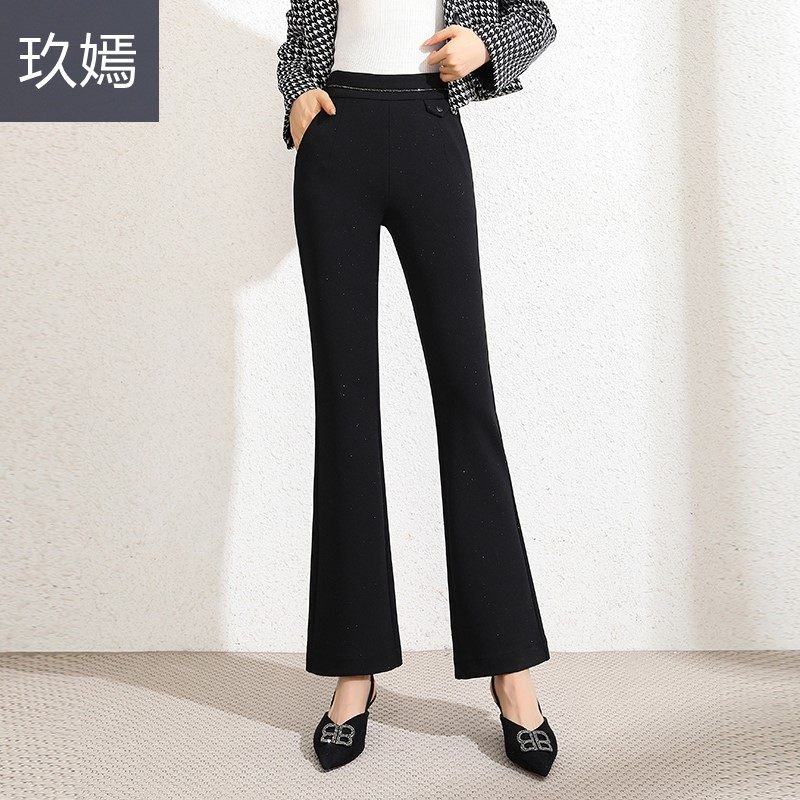 亮片微喇裤子秋冬修身2021新款女裤 玖嫣休闲裤