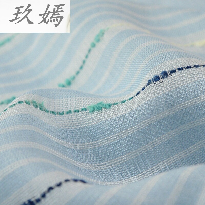 棉麻风秋冬季蓝色日系清新渐变丝巾 玖嫣围巾/丝巾/披肩