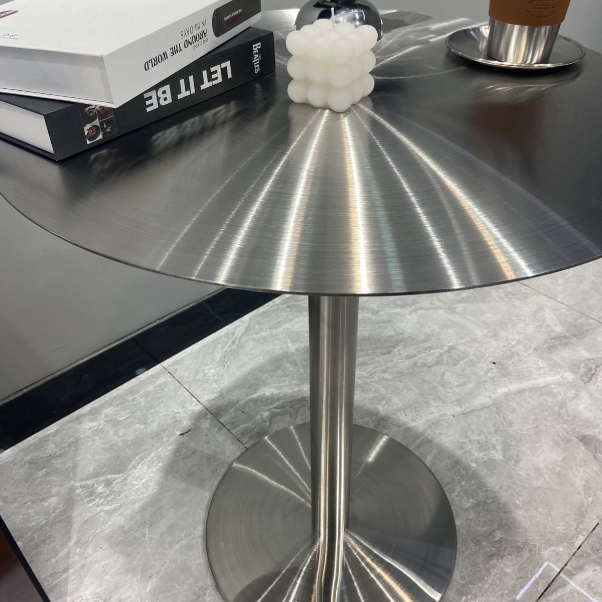 简约工业风咖啡桌网红奶茶店铁艺小圆桌子创意现代不锈钢阳台茶几,淘宝优惠券,粉丝福利购,淘宝优惠卷