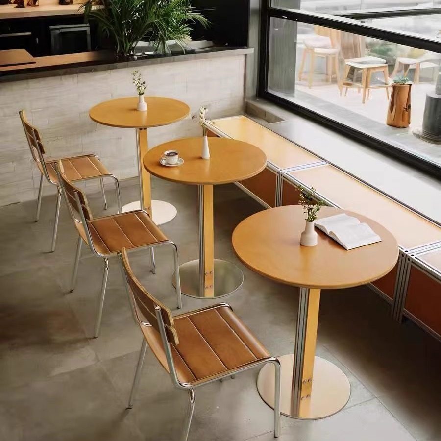 中古风咖啡厅桌椅组合奶茶店甜品店商用咖啡桌海洋板椅子小圆方桌,淘宝优惠券,粉丝福利购,淘宝优惠卷