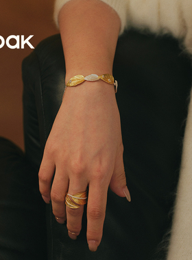 【新品上市】OOAK活山系列月桂叶双色可调节长度手链时尚气质