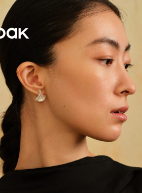 OOAK活山银杏叶语系列银杏叶闪耀耳钉气质百搭闪耀原创设计手工