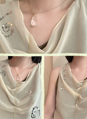 OOAK抽拉水滴锁骨链项链