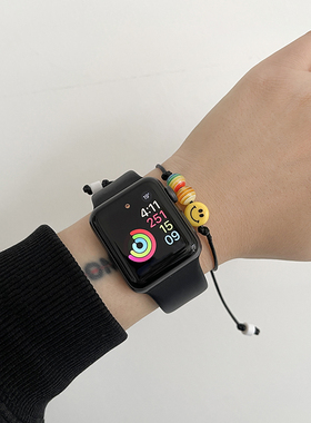 BlackToo/原创彩虹笑脸手绳 可调节手链情侣款饰品