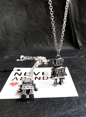 钛钢钢制情侣款机器人项链
